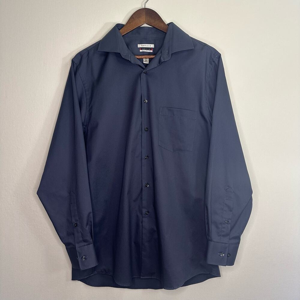 Van Heusen Dark Gray Dress Shirt, Regular Fit, 15.5 32/33